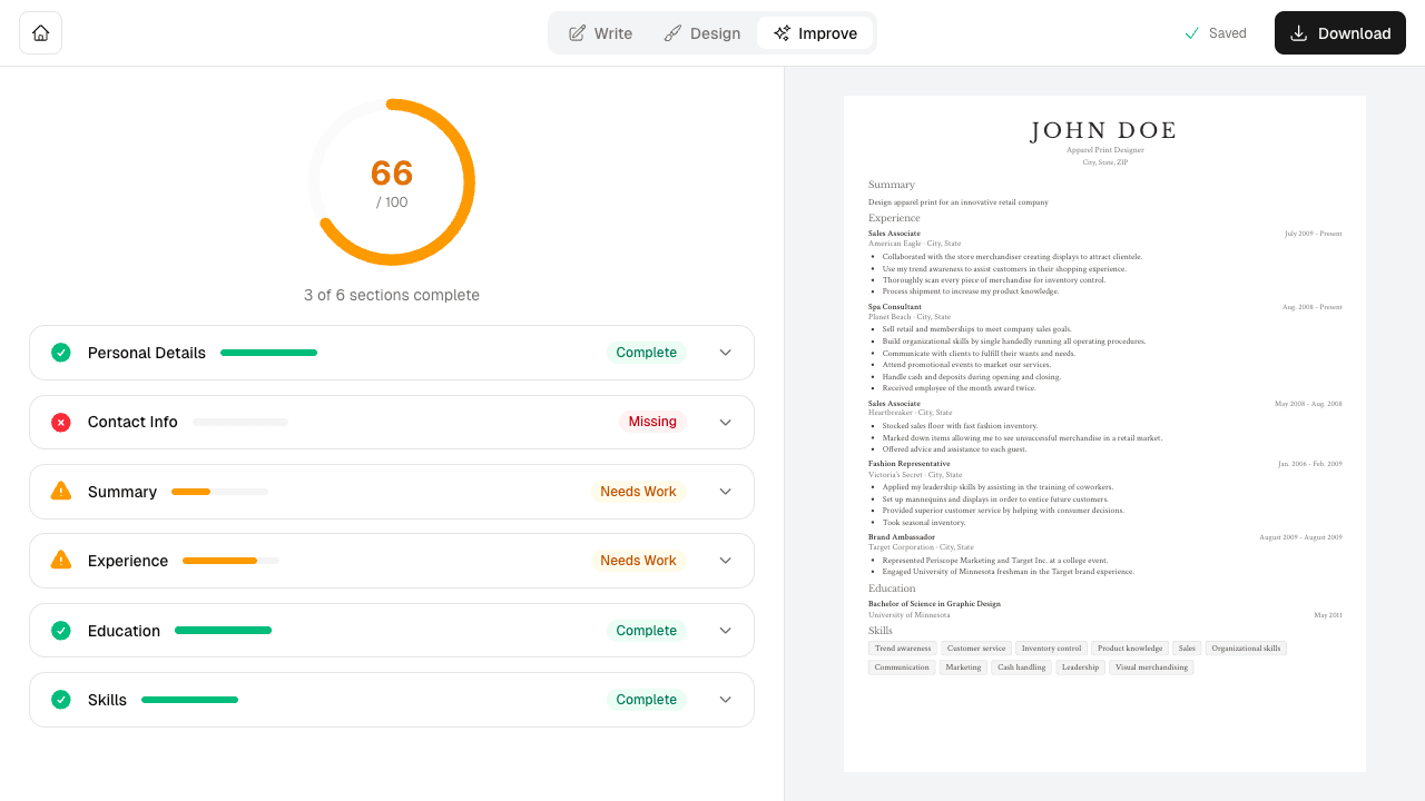 Ingeniero/a DevOps resume scoring
